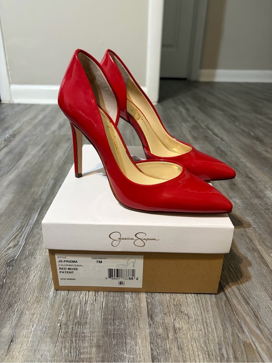 Jessica Simpson Shoes - Jessica Simpson Red Patent Pointed-Toe Stiletto Heels
